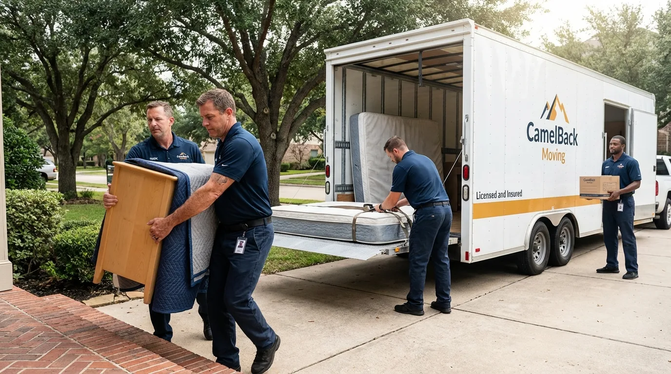 Crew loading residential truck for cross-state move from West Point, NE